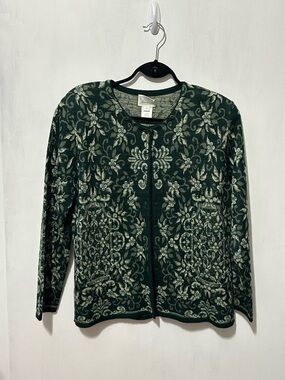 Susan Bristol women’s vintage floral wool blend cardigan sz large